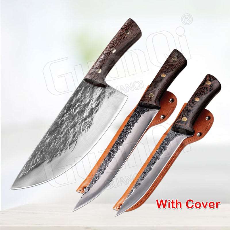 PAPANA 8 Inch Stainless Steel Butcher Knife Fishing Hunting Knife Handmade Forged Bone Knife Meat Cleaver Kitchen Chef Knife