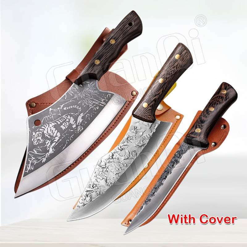 PAPANA 8 Inch Stainless Steel Butcher Knife Fishing Hunting Knife Handmade Forged Bone Knife Meat Cleaver Kitchen Chef Knife