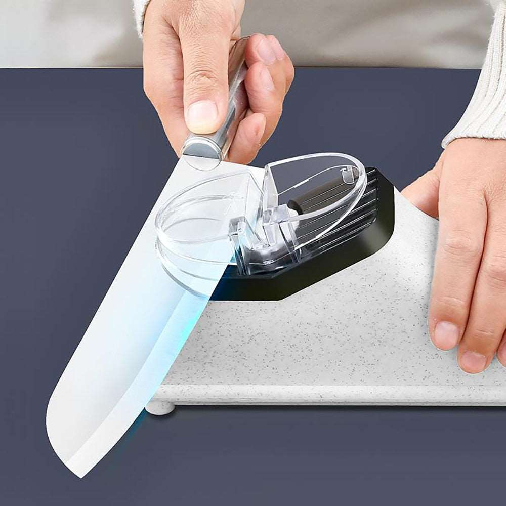 PAPANA USB Electric Knife Sharpener Adjustable For Kitchen Knives Tool Knife Scissor Sharpening White medium and fine grinding blade