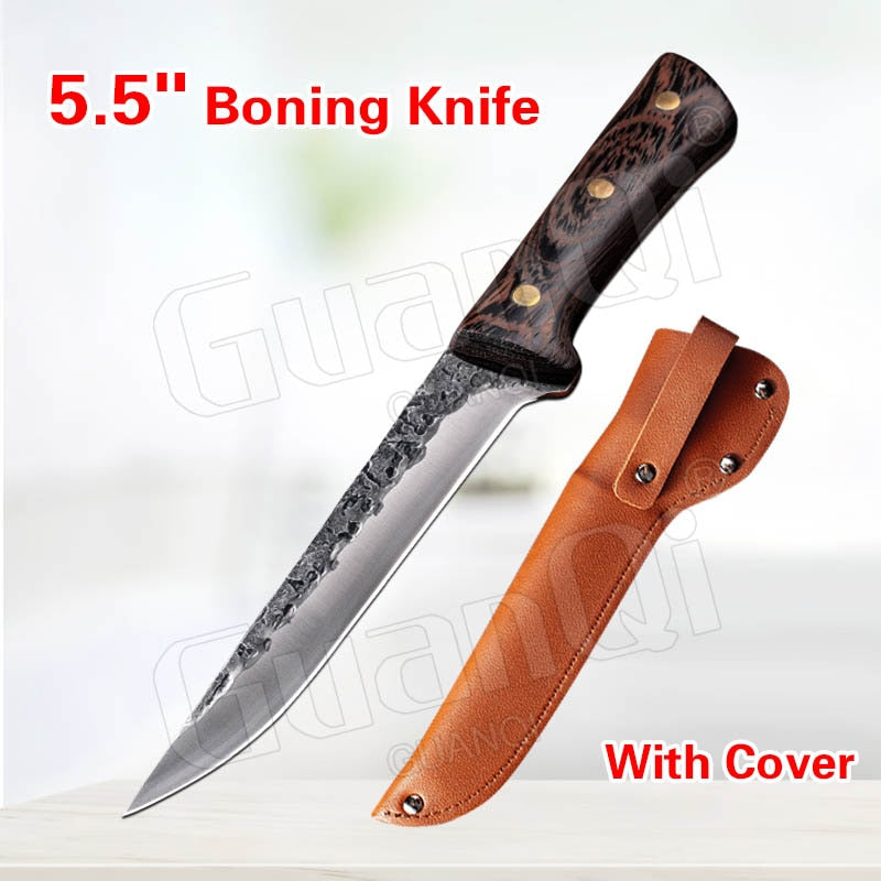 PAPANA 8 Inch Stainless Steel Butcher Knife Fishing Hunting Knife Handmade Forged Bone Knife Meat Cleaver Kitchen Chef Knife