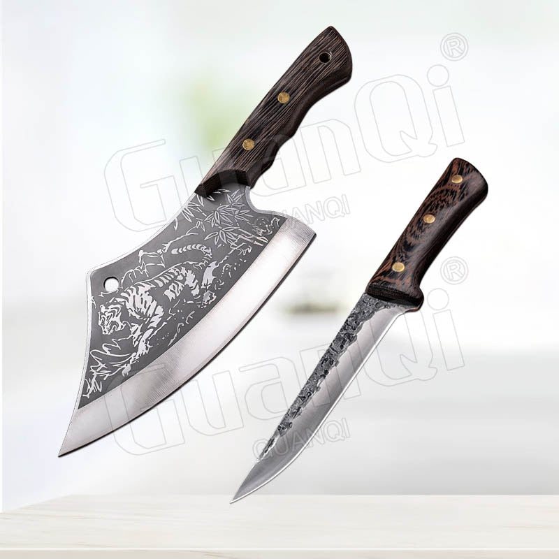 PAPANA 8 Inch Stainless Steel Butcher Knife Fishing Hunting Knife Handmade Forged Bone Knife Meat Cleaver Kitchen Chef Knife