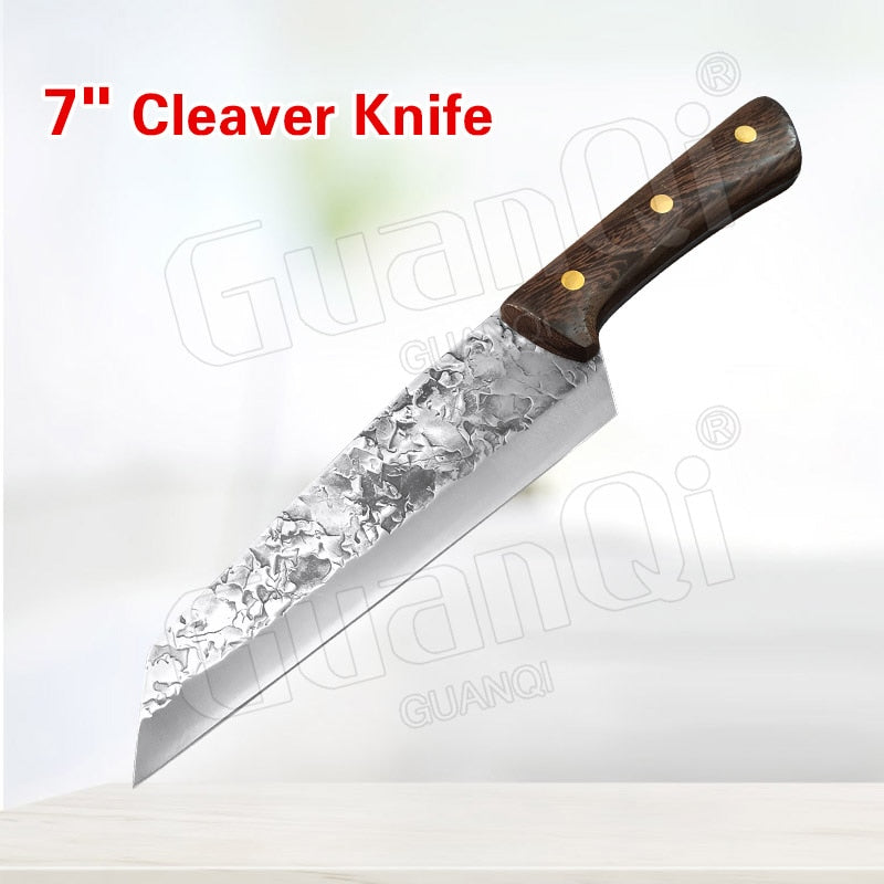 PAPANA 8 Inch Stainless Steel Butcher Knife Fishing Hunting Knife Handmade Forged Bone Knife Meat Cleaver Kitchen Chef Knife