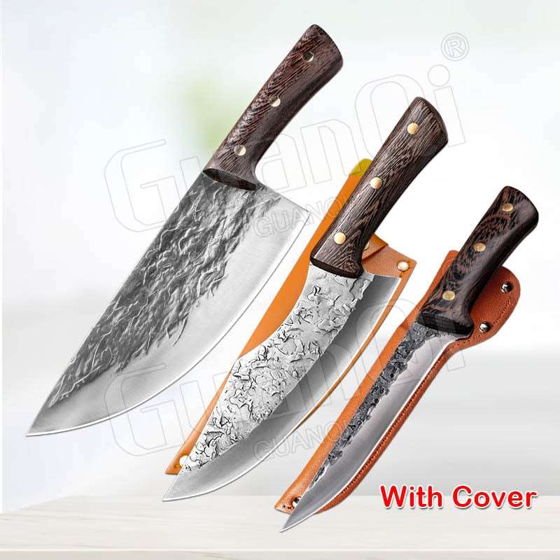 PAPANA 8 Inch Stainless Steel Butcher Knife Fishing Hunting Knife Handmade Forged Bone Knife Meat Cleaver Kitchen Chef Knife