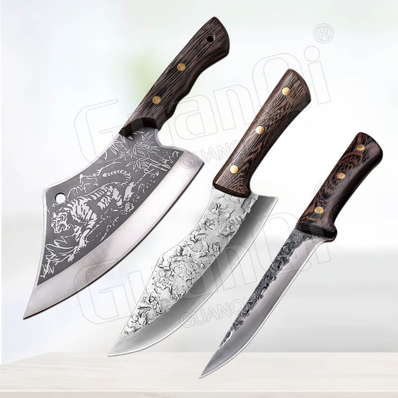 PAPANA 8 Inch Stainless Steel Butcher Knife Fishing Hunting Knife Handmade Forged Bone Knife Meat Cleaver Kitchen Chef Knife