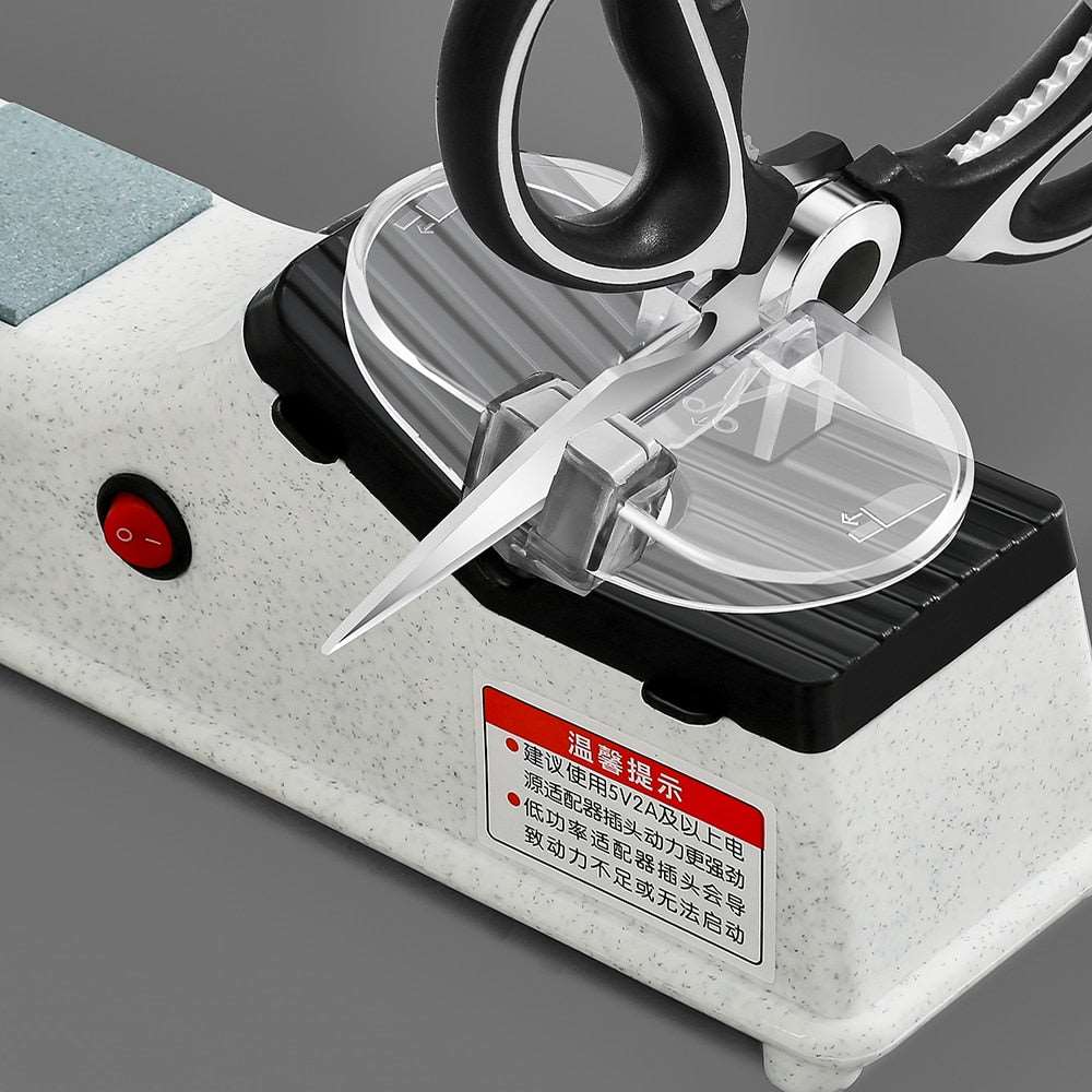 PAPANA USB Electric Knife Sharpener Adjustable For Kitchen Knives Tool Knife Scissor Sharpening White medium and fine grinding blade