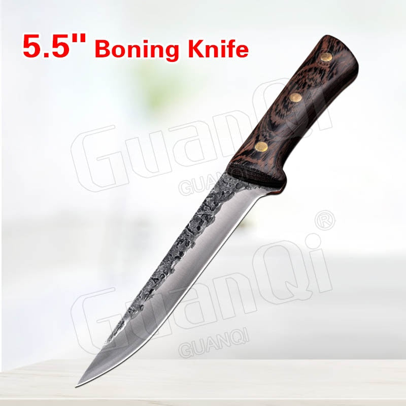 PAPANA 8 Inch Stainless Steel Butcher Knife Fishing Hunting Knife Handmade Forged Bone Knife Meat Cleaver Kitchen Chef Knife