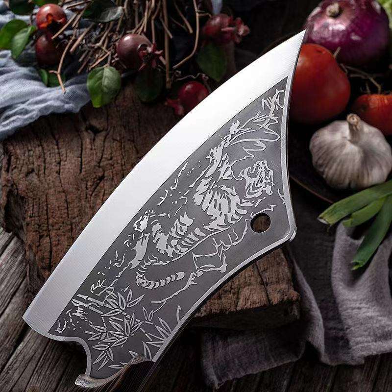 PAPANA 8 Inch Stainless Steel Butcher Knife Fishing Hunting Knife Handmade Forged Bone Knife Meat Cleaver Kitchen Chef Knife