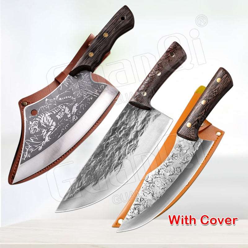 PAPANA 8 Inch Stainless Steel Butcher Knife Fishing Hunting Knife Handmade Forged Bone Knife Meat Cleaver Kitchen Chef Knife