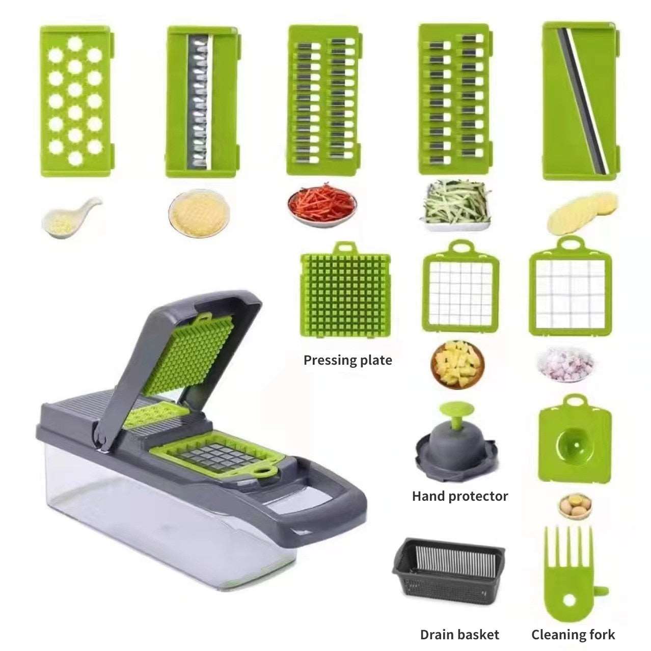 PAPANA 12-in-1 Multifunctional Vegetable Slicer Cutter Shredders Slicer With Basket Fruit Potato Chopper Carrot Grater