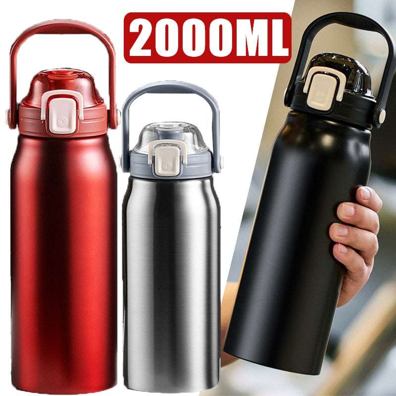 PAPANA 2L Large Capacity Thermo Bottle Stainless Steel Thermos Water Bottle Tumbler Portable Thermoses Mug Outdoor Cup Thermal Motion