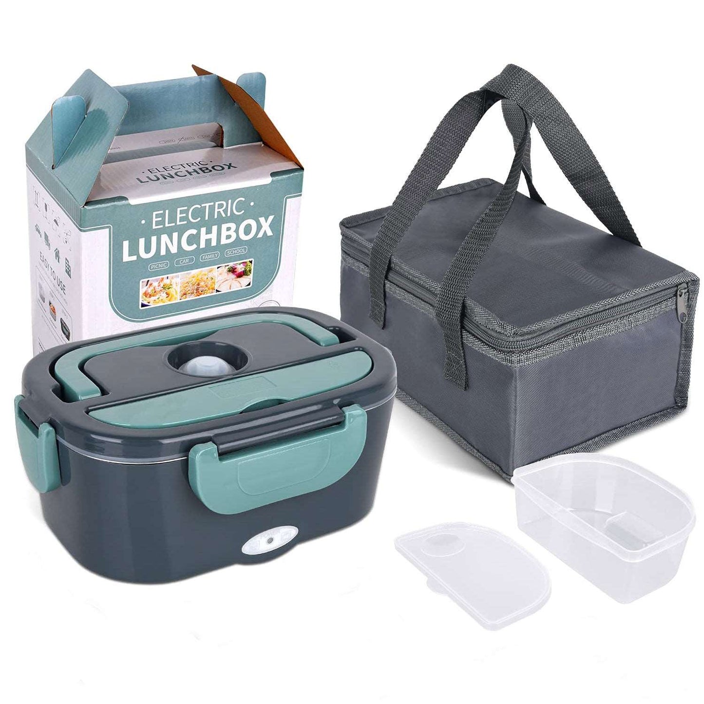 PAPANA 2-In-1 Electric Heating Lunch Box Car + Home 12V 220/110V Portable Stainless Steel Liner Bento Lunchbox Food Container Bento Box