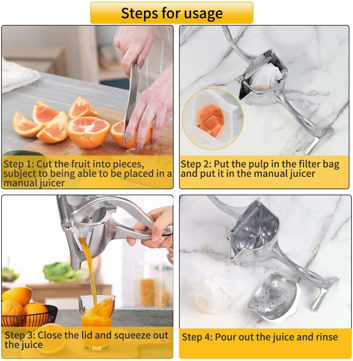 PAPANA Manual Juice Squeezer Aluminum Alloy Hand Pressure Juicer Pomegranate Orange Lemon Sugar Cane Juice Kitchen Bar Fruit