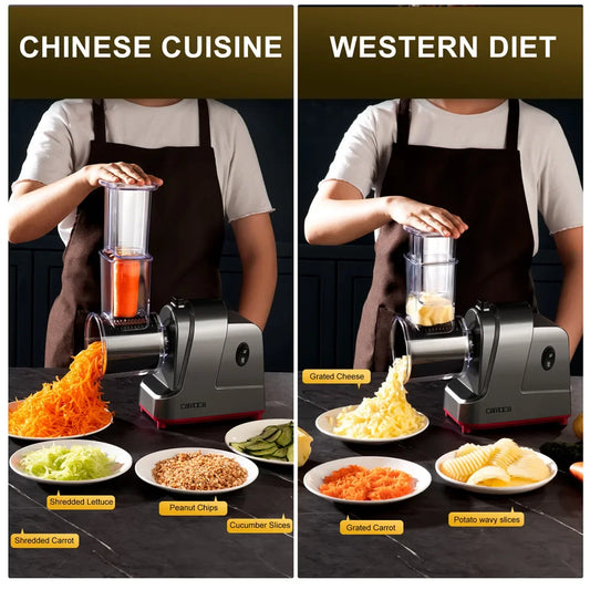 5-in-1 Electric Vegetable Slicer – 250W Multifunction Chopper, Grinder, Shredder & Slicer | Stainless Steel Food Processor