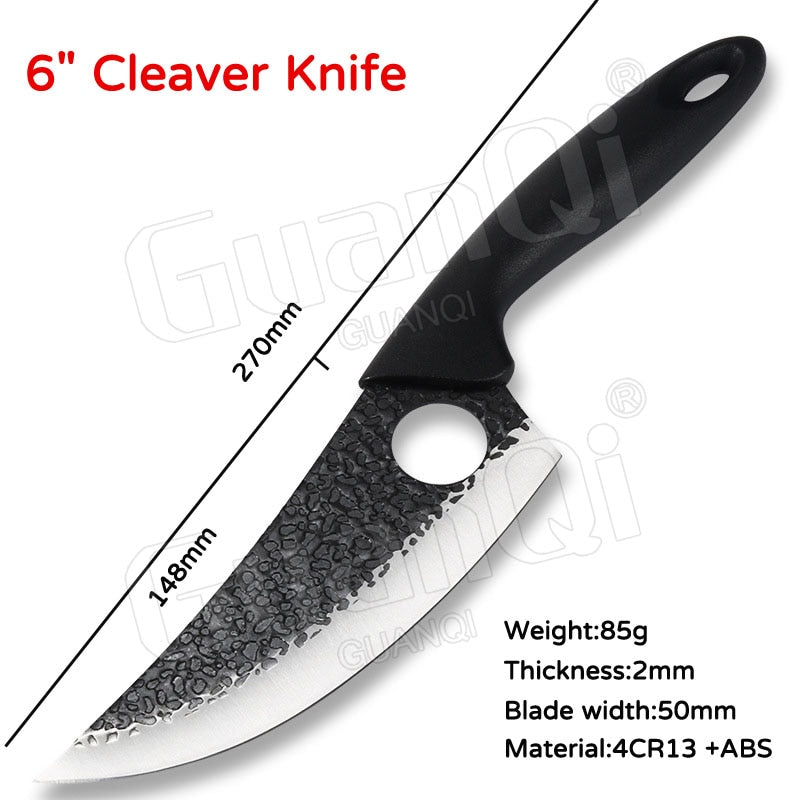 PAPANA 8 Inch Stainless Steel Butcher Knife Fishing Hunting Knife Handmade Forged Bone Knife Meat Cleaver Kitchen Chef Knife