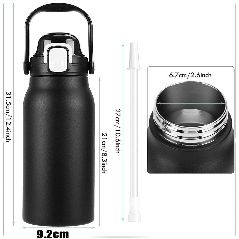 PAPANA 2L Large Capacity Thermo Bottle Stainless Steel Thermos Water Bottle Tumbler Portable Thermoses Mug Outdoor Cup Thermal Motion