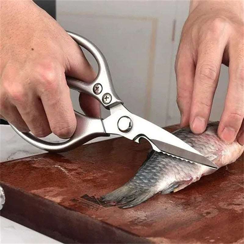 PAPANA Kitchen Powerful Scissors Chicken Bone Scissors Stainless Steel Multi-Function Bottle Opener Scissors Fish Scale Scissors SK5