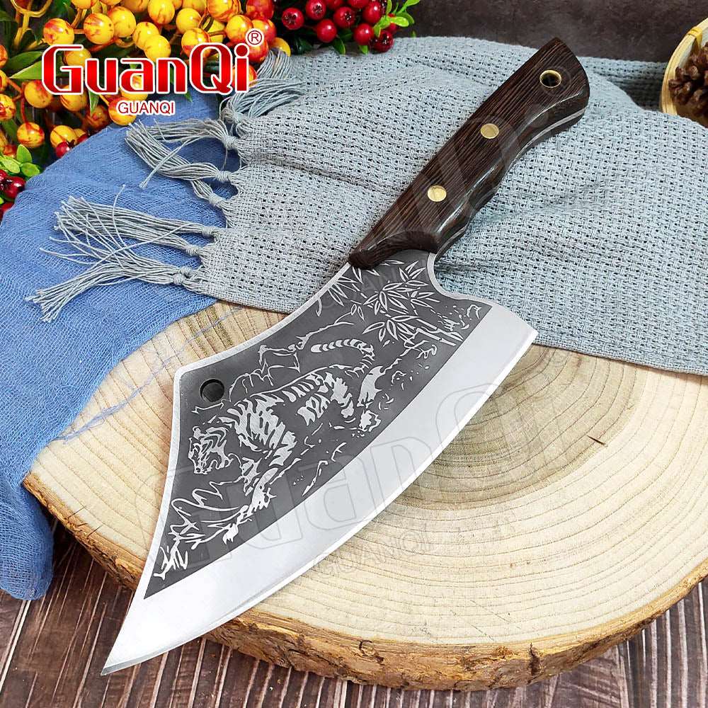 PAPANA 8 Inch Stainless Steel Butcher Knife Fishing Hunting Knife Handmade Forged Bone Knife Meat Cleaver Kitchen Chef Knife