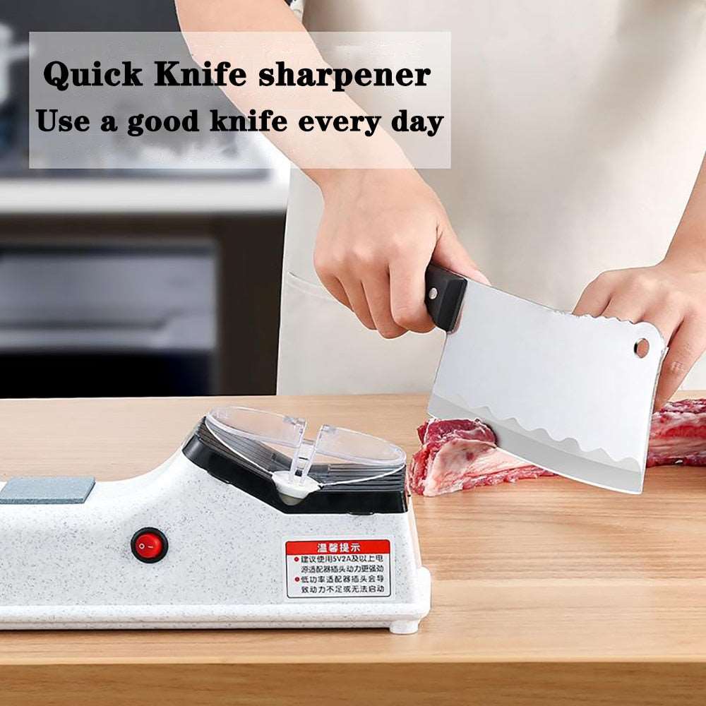 PAPANA USB Electric Knife Sharpener Adjustable For Kitchen Knives Tool Knife Scissor Sharpening White medium and fine grinding blade