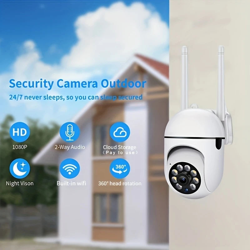 360° WiFi Security Camera with AI Motion Detection & Color Night Vision – 2MP Outdoor CCTV