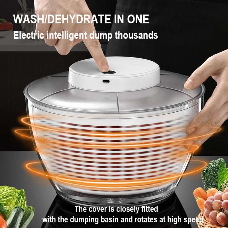 PAPANA Vegetable Dehydrator Electric Quick Cleaning Dryer Fruit and Vegetable Dry and Wet Separation Draining Salad Spinner Home Gadget