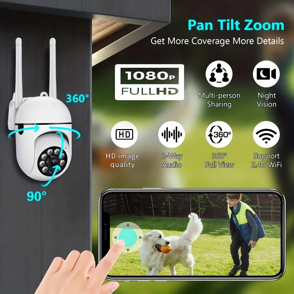 360° WiFi Security Camera with AI Motion Detection & Color Night Vision – 2MP Outdoor CCTV