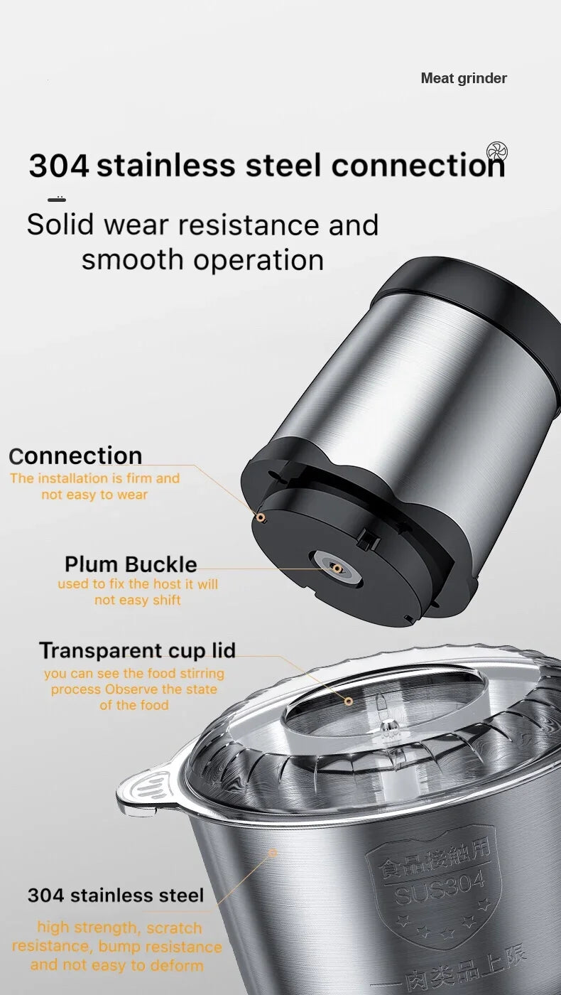 Houselin Glass Bowl Food Chopper Meat Grinder, for Kitchen, Vegetable, Onion, Garlic, Salad, Baby Food, Fruit, Nuts