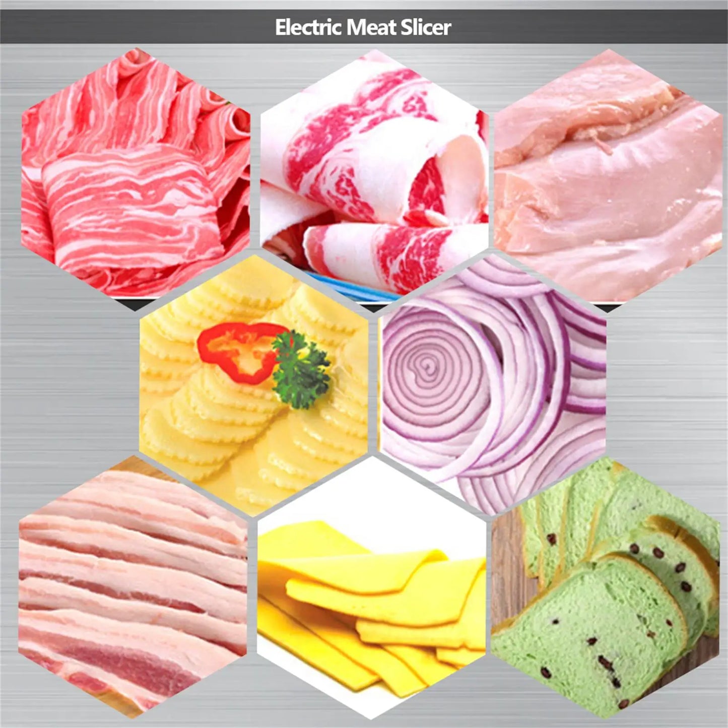 Electric Meat Slicer Machine – 7.5" Stainless Steel Blade | Adjustable Thickness 0.1–15mm | Professional Food Cutter for Meat, Bread, Cheese & Vegetables