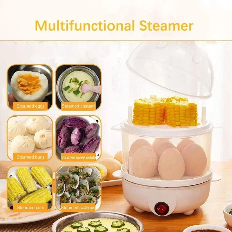 2-Tier Multifunctional Egg Cooker & Steamer – Quick & Easy Breakfast Maker for Perfect Boiled, Poached & Steamed Eggs and Veggies