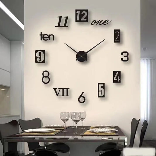 3D Roman Numeral Mirror Wall Clock – DIY Acrylic Quartz Clock Sticker for Living Room Home Decoration