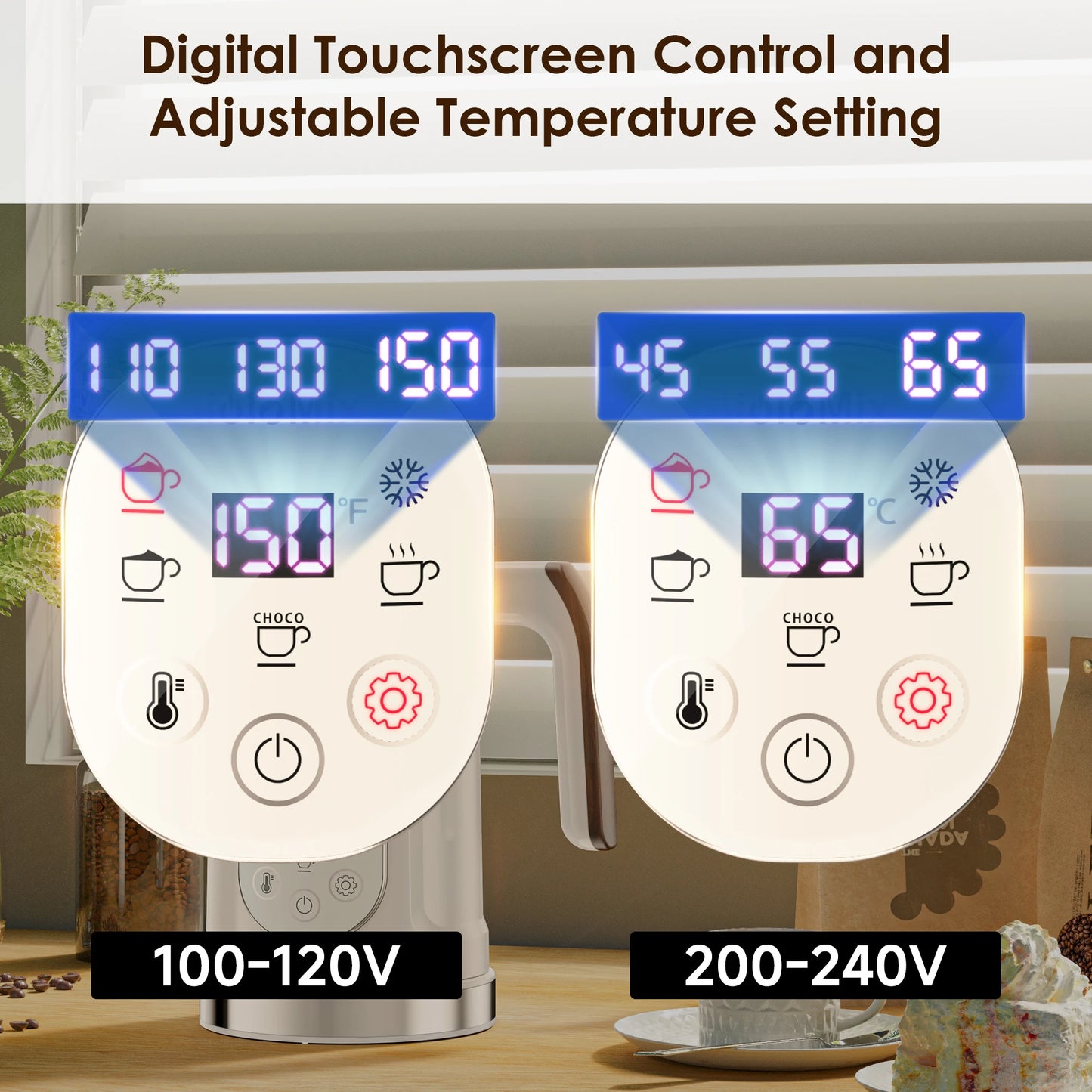 Papana 5-in-1 Milk Frother – LED Touch Screen | Hot & Cold Foam Maker & Milk Warmer | 500W Electric Barista-Style Latte Foam at Home – Black / White