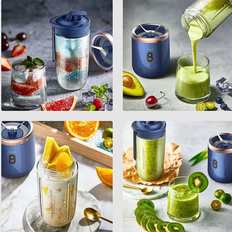 PAPANA Portable Small Electric Juicer Stainless Steel Blade Juicer Cup Juicer Fruit Automatic Smoothie Blender Kitchen Tool