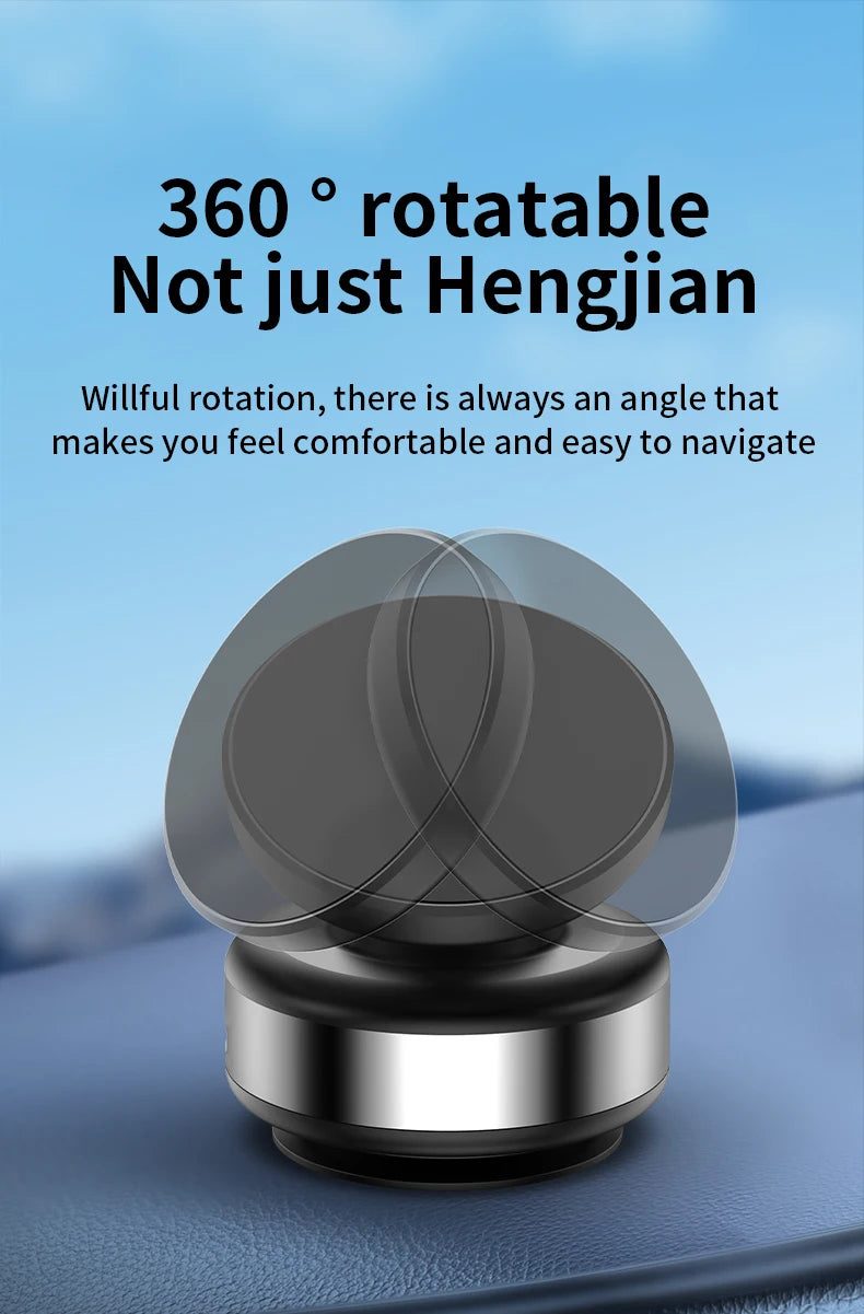 360° Rotating Magnetic Car Phone Holder – Aluminum Alloy Mount for iPhone & All Smartphones