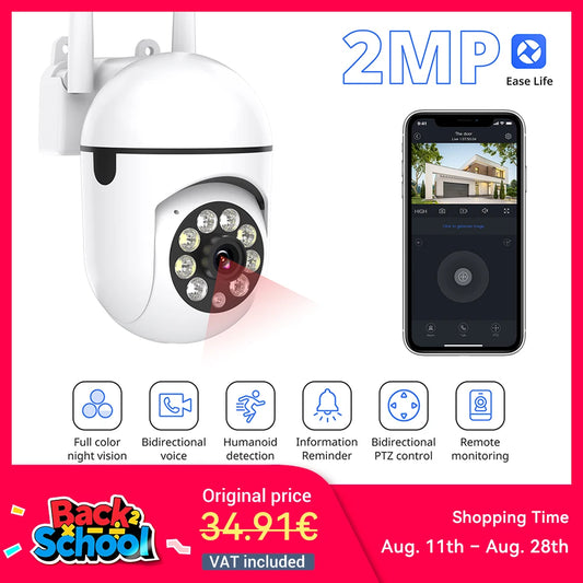 360° WiFi Security Camera with AI Motion Detection & Color Night Vision – 2MP Outdoor CCTV