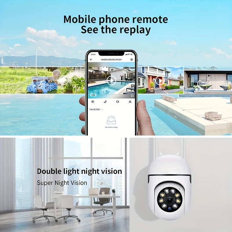 360° WiFi Security Camera with AI Motion Detection & Color Night Vision – 2MP Outdoor CCTV