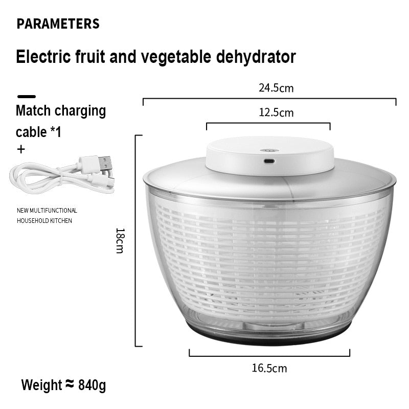 PAPANA Vegetable Dehydrator Electric Quick Cleaning Dryer Fruit and Vegetable Dry and Wet Separation Draining Salad Spinner Home Gadget
