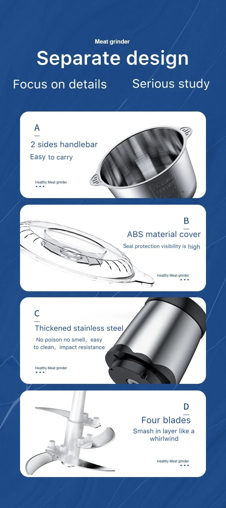 Houselin Glass Bowl Food Chopper Meat Grinder, for Kitchen, Vegetable, Onion, Garlic, Salad, Baby Food, Fruit, Nuts