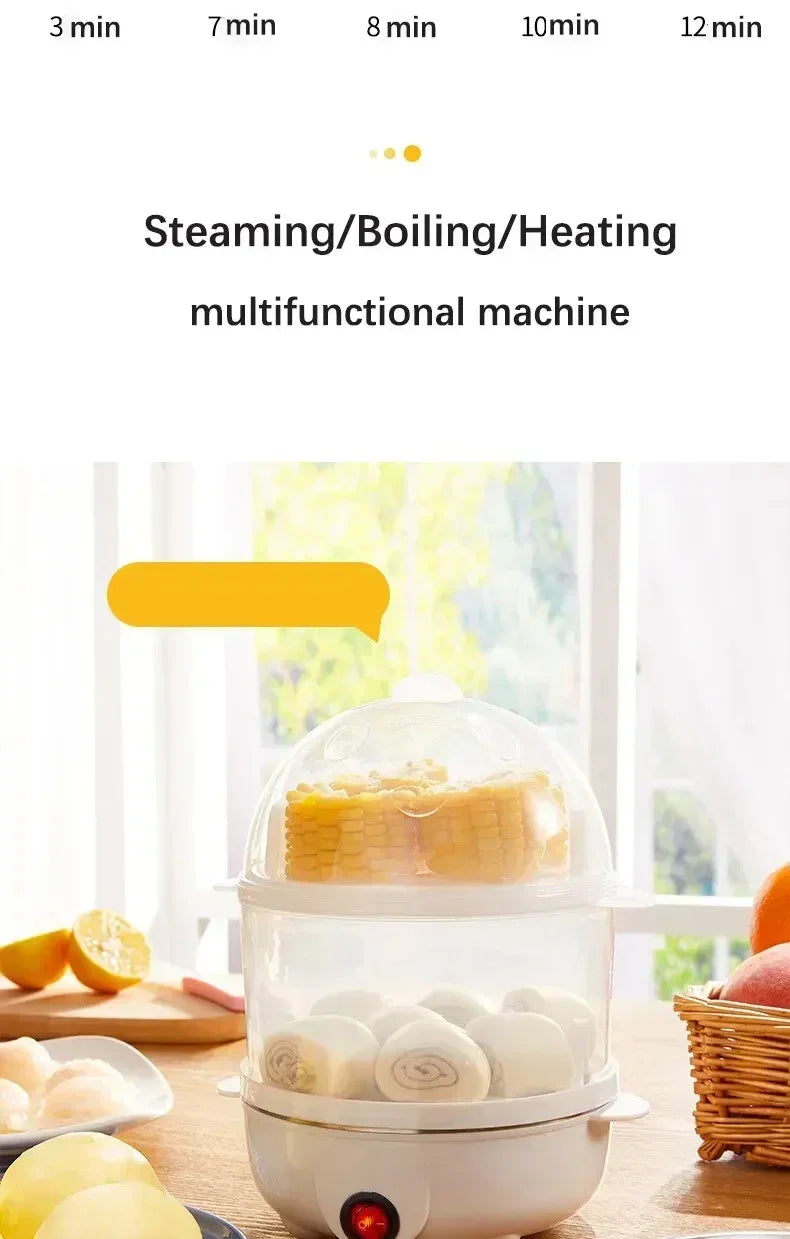 2-Tier Multifunctional Egg Cooker & Steamer – Quick & Easy Breakfast Maker for Perfect Boiled, Poached & Steamed Eggs and Veggies