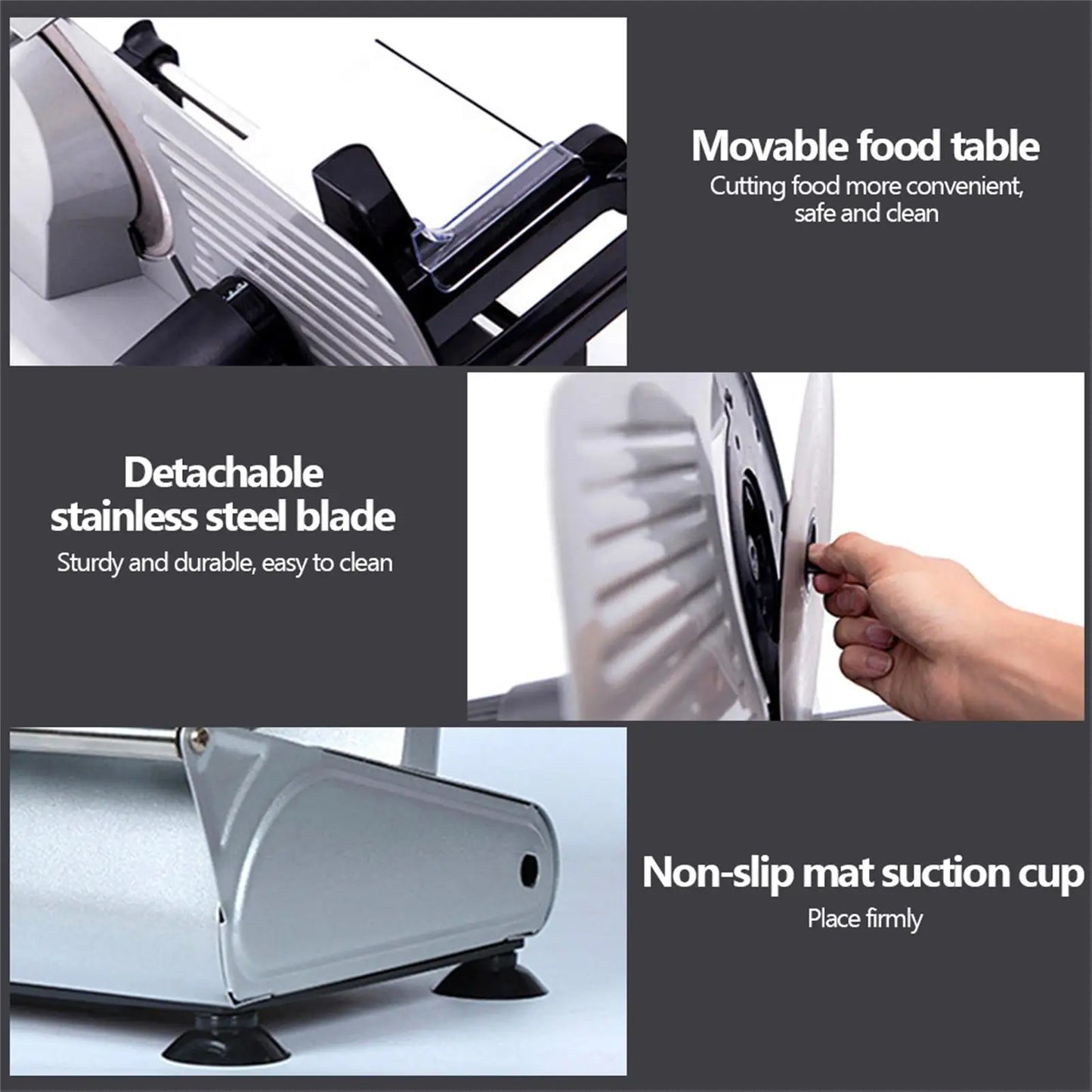 Electric Meat Slicer Machine – 7.5" Stainless Steel Blade | Adjustable Thickness 0.1–15mm | Professional Food Cutter for Meat, Bread, Cheese & Vegetables