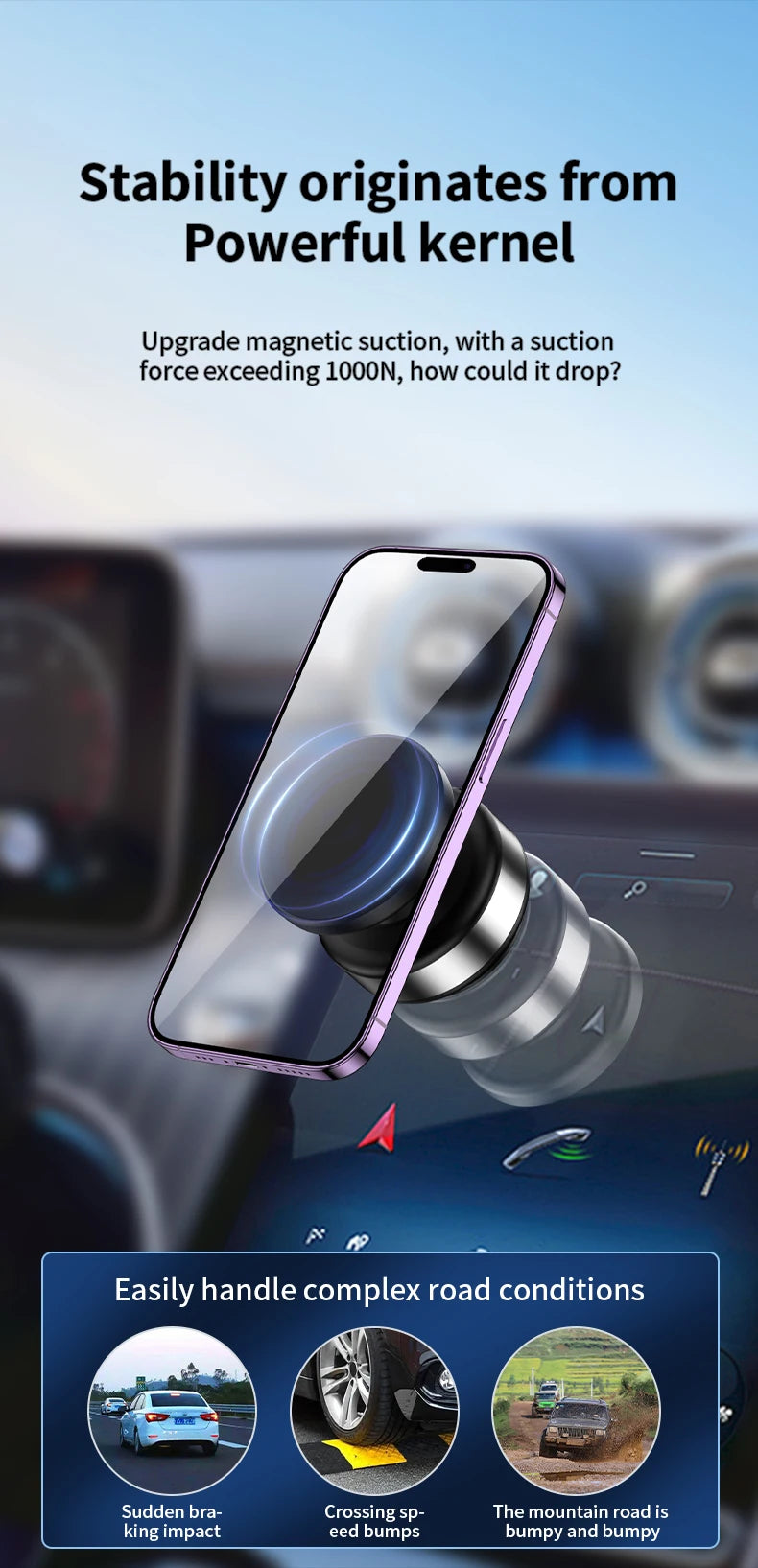360° Rotating Magnetic Car Phone Holder – Aluminum Alloy Mount for iPhone & All Smartphones