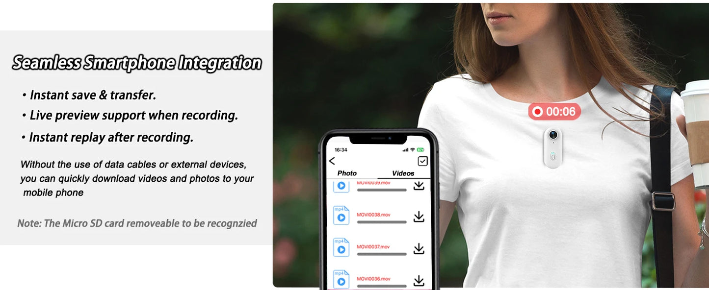 4K Thumb Sports Camera – Mini Action Cam with WiFi, EIS Stabilization, 120° Wide Angle, Waterproof Helmet Camera