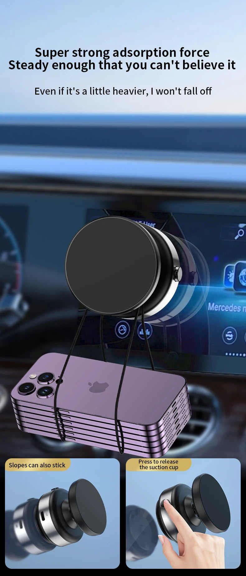 360° Rotating Magnetic Car Phone Holder – Aluminum Alloy Mount for iPhone & All Smartphones