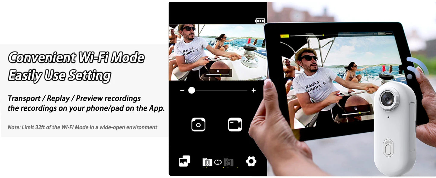 4K Thumb Sports Camera – Mini Action Cam with WiFi, EIS Stabilization, 120° Wide Angle, Waterproof Helmet Camera