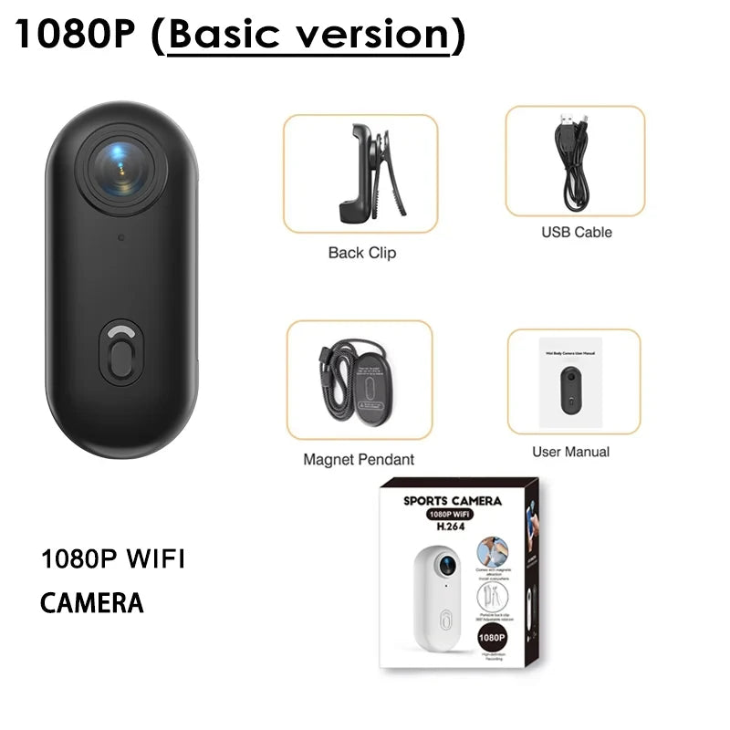 4K Thumb Sports Camera – Mini Action Cam with WiFi, EIS Stabilization, 120° Wide Angle, Waterproof Helmet Camera