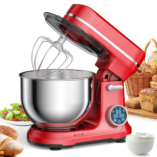 1200W 5L Kitchen Food Stand Mixer – 11-Speed Electric Mixer with Digital OLED Touch Screen, Dough Hook, Flat Beater & Whisk (Quiet DC Motor)