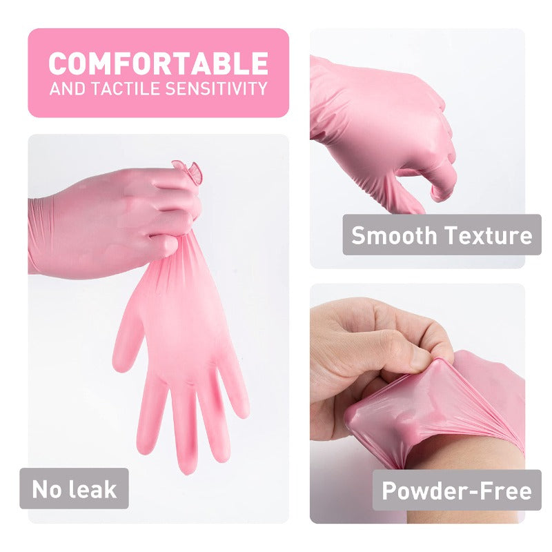 20/50/100 pcs Light Pink Nitrile Disposable Gloves – Waterproof, Anti-Static, Latex-Free, Durable Kitchen Cooking Cleaning Gloves for Home & Salon Use