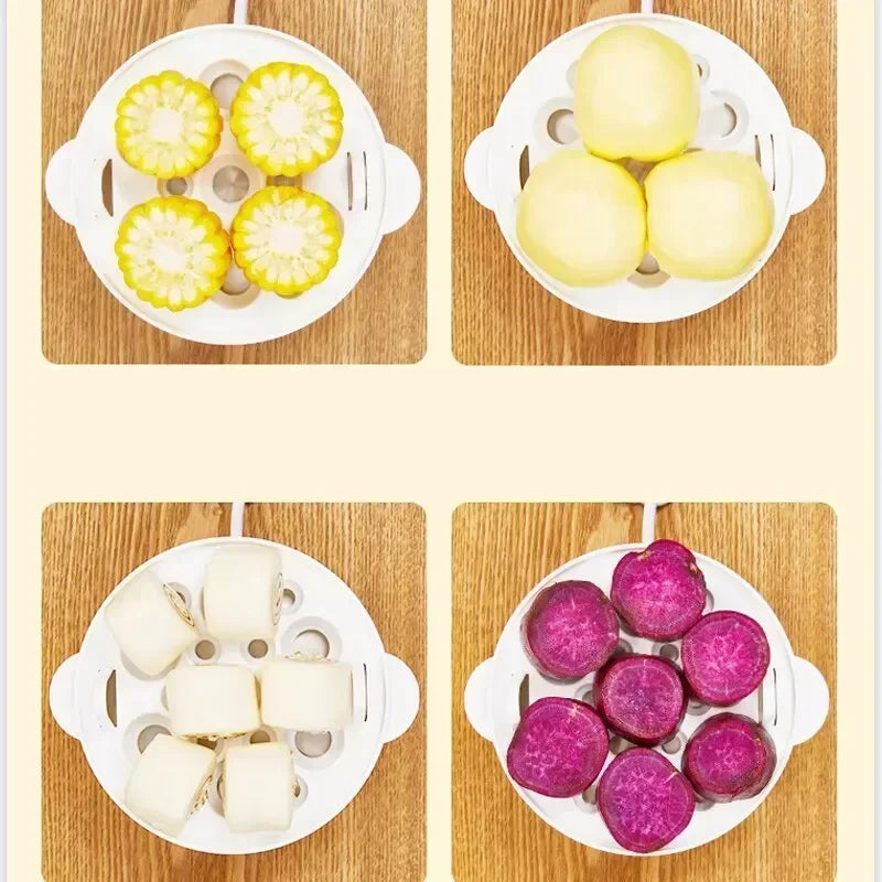 2-Tier Multifunctional Egg Cooker & Steamer – Quick & Easy Breakfast Maker for Perfect Boiled, Poached & Steamed Eggs and Veggies