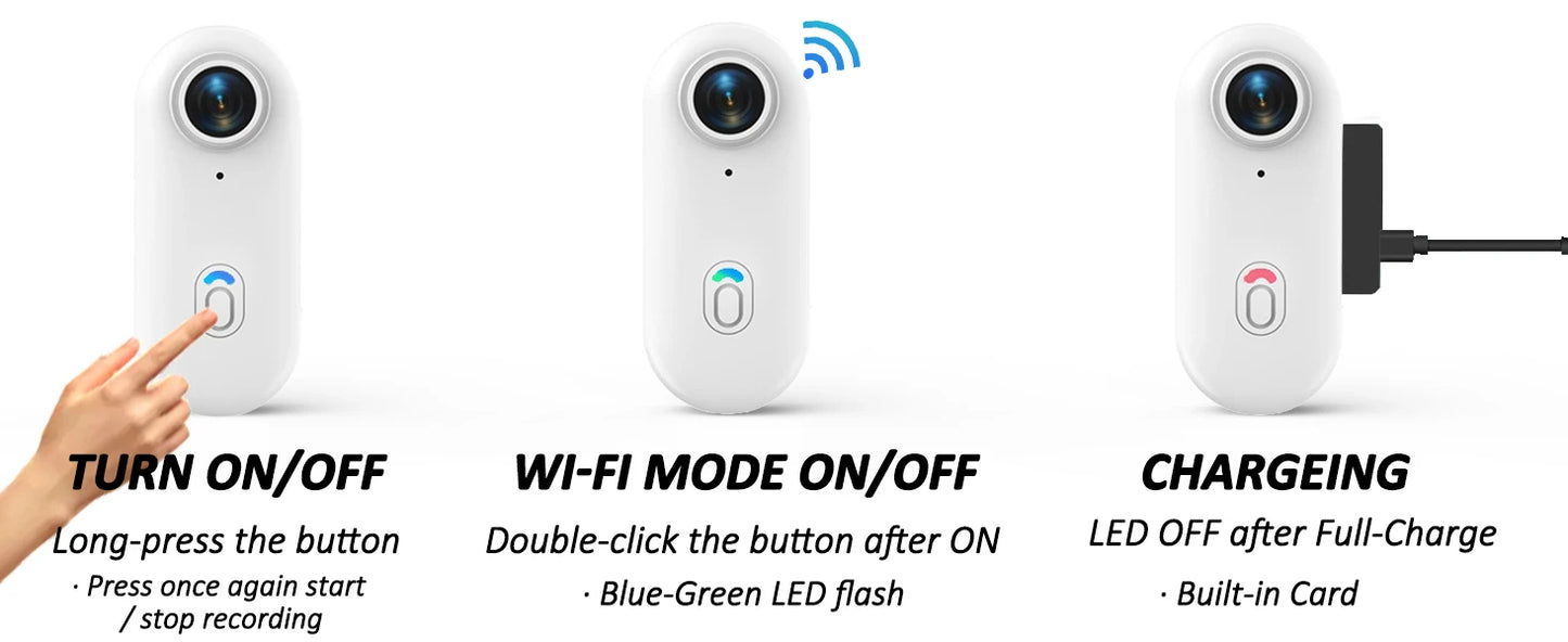 4K Thumb Sports Camera – Mini Action Cam with WiFi, EIS Stabilization, 120° Wide Angle, Waterproof Helmet Camera