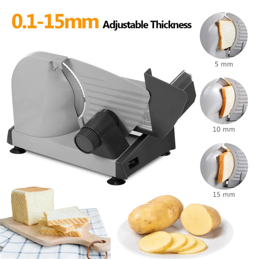 Electric Meat Slicer Machine – 7.5" Stainless Steel Blade | Adjustable Thickness 0.1–15mm | Professional Food Cutter for Meat, Bread, Cheese & Vegetables