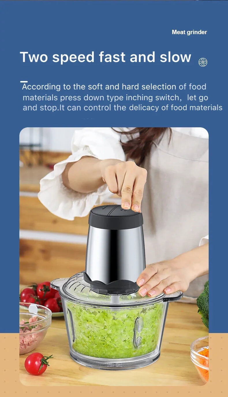 Houselin Glass Bowl Food Chopper Meat Grinder, for Kitchen, Vegetable, Onion, Garlic, Salad, Baby Food, Fruit, Nuts