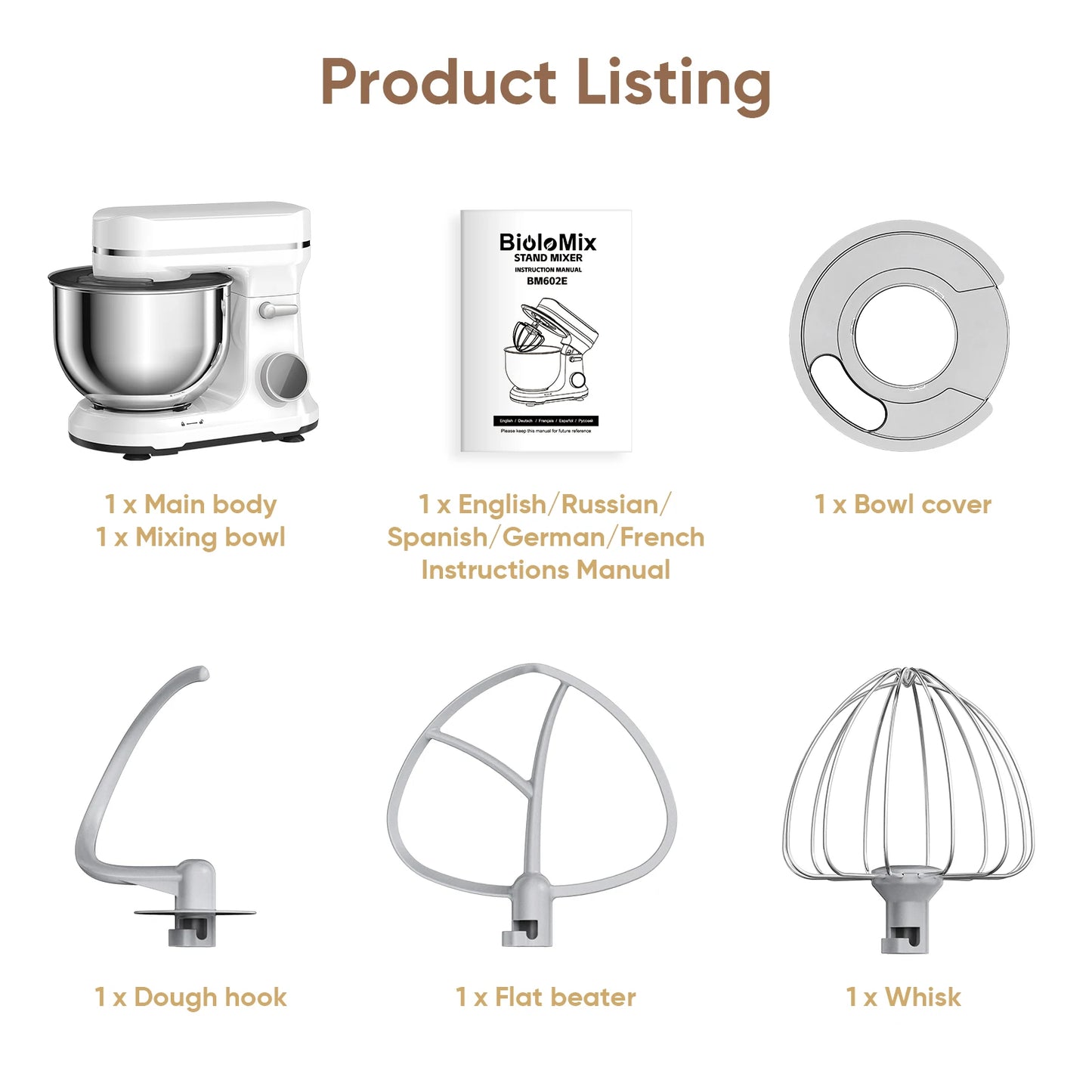 1200W 5L Kitchen Food Stand Mixer – 11-Speed Electric Mixer with Digital OLED Touch Screen, Dough Hook, Flat Beater & Whisk (Quiet DC Motor)